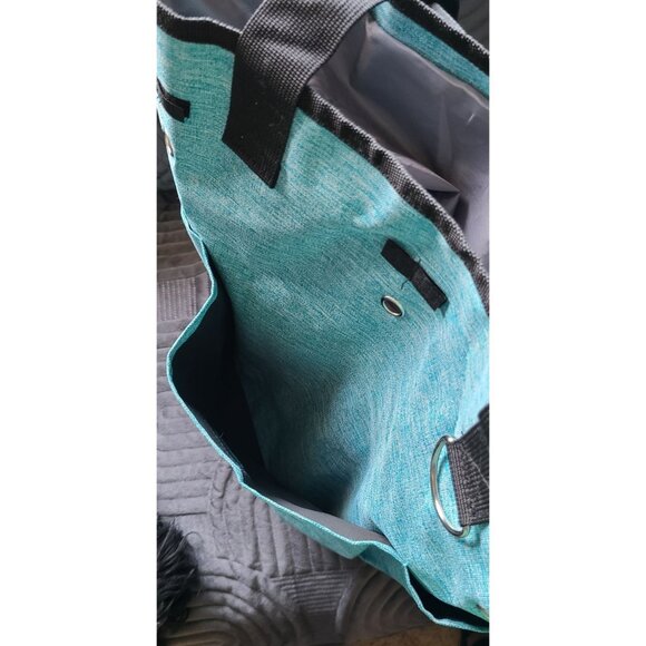 Pavilia Large Aqua Blue Utility Tote Bag With Drawstring Closure & Pockets - Dur - Picture 4 of 10